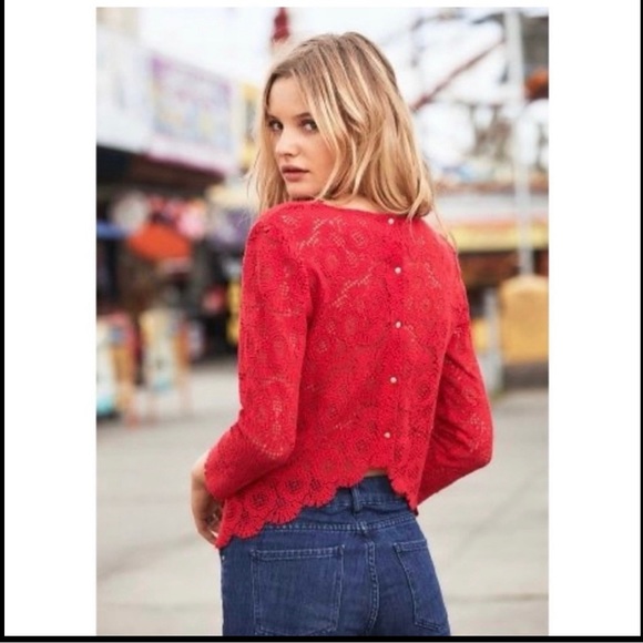 Sezane Tops - Sézane Colette Crochet Lace Blouse Red NWT- Size 38 (US 6)